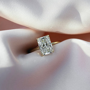 The Lisa Set  With A 2.5 Carat Radiant 18K Yellow Gold Moissanite