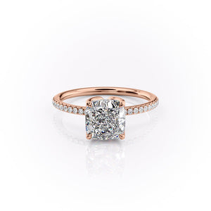 The Lisa Set  With A 4 Carat Cushion 14K Rose Gold Moissanite
