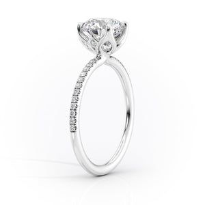 The Lisa Set  With A 4 Carat Cushion 14K White Gold Moissanite
