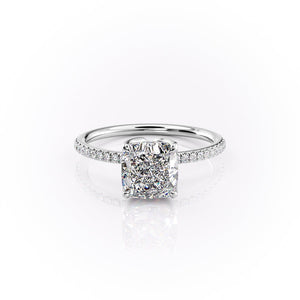 The Lisa Set  With A 3.5 Carat Cushion 18K White Gold Moissanite