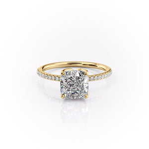 The Lisa Set  With A 2.5 Carat Cushion 18K Yellow Gold Moissanite