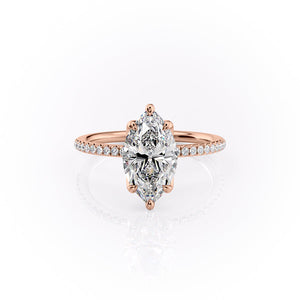 The Lisa Set  With A 2.5 Carat Marquise 14K Rose Gold Moissanite