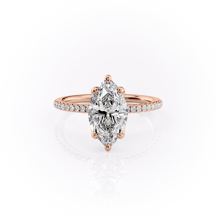 The Lisa Set  With A 2 Carat Marquise 14K Rose Gold Moissanite