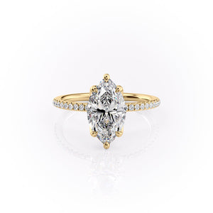 The Lisa Set  With A 2 Carat Marquise 18K Yellow Gold Moissanite