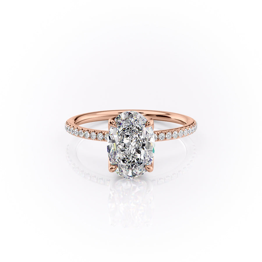 The Lisa Set  With A 2 Carat Oval 14K Rose Gold Moissanite