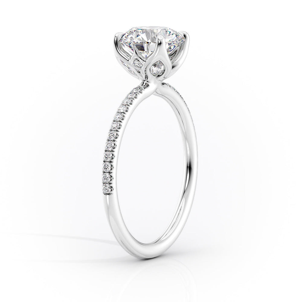The Pave Lisa Set  With A 3.5 Carat Oval 14K White Gold Moissanite