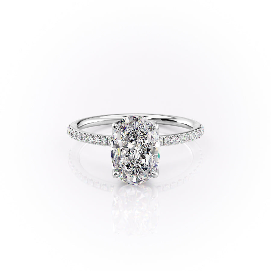 The Lisa Set With A 2.5 Carat Oval 18K White Gold Lab Diamond