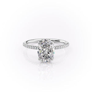 The Lisa Set  With A 2 Carat Oval 18K White Gold Moissanite