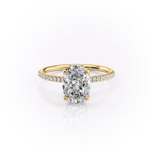The Lisa Set  With A 2 Carat Oval 18K Yellow Gold Moissanite