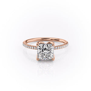 The Lisa Set  With A 2.5 Carat Princess 14K Rose Gold Moissanite