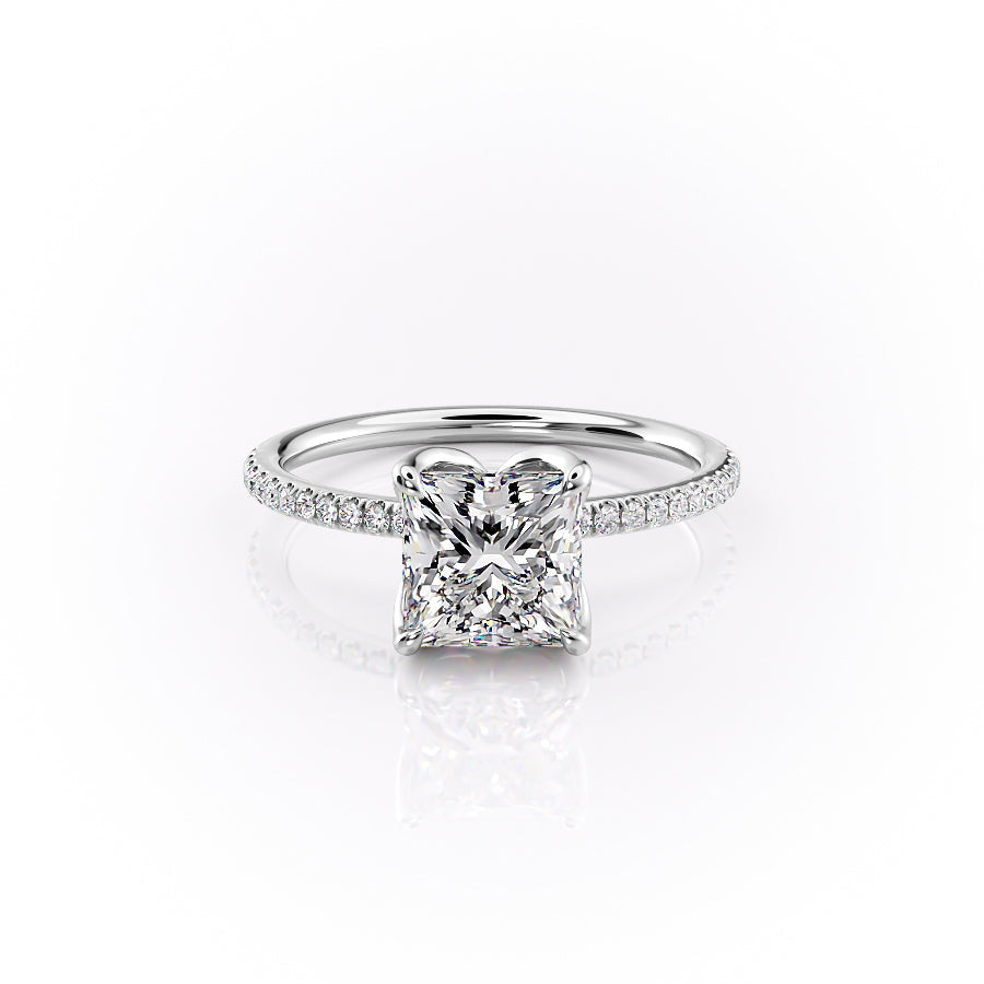 The Lisa Set  With A 5 Carat Princess 18K White Gold Moissanite