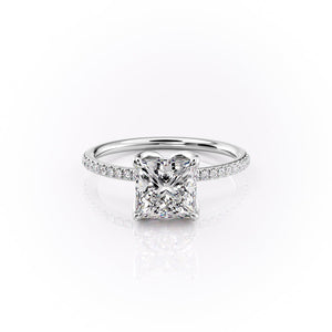 The Lisa Set  With A 2.5 Carat Princess 14K White Gold Moissanite