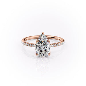 The Lisa Set  With A 4 Carat Pear 14K Rose Gold Moissanite