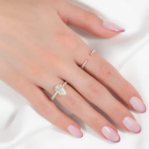 The Pave Lisa Set  With A 2.5 Carat Pear 18K Yellow Gold Moissanite