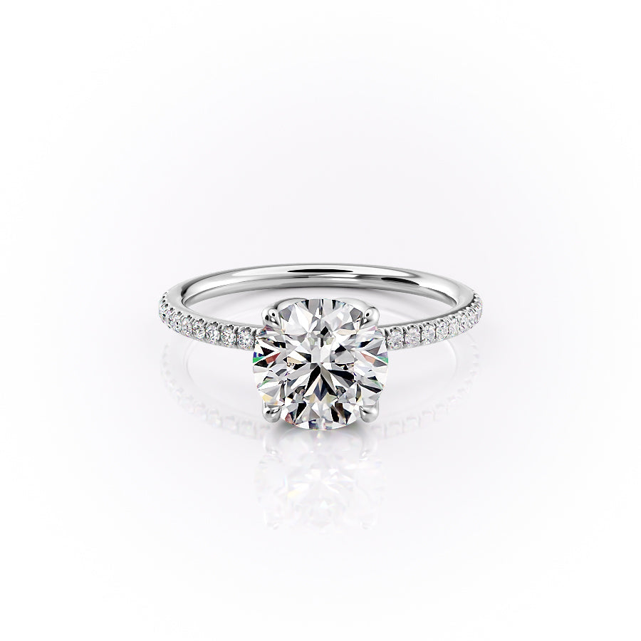 The Lisa Set  With A 4 Carat Round 18K White Gold Moissanite