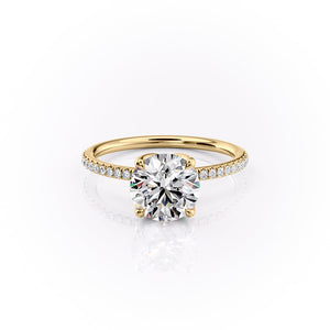 The Lisa Set  With A 3.5 Carat Round 18K Yellow Gold Moissanite