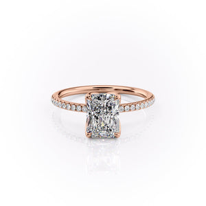 The Lisa Set  With A 4 Carat Radiant 14K Rose Gold Moissanite