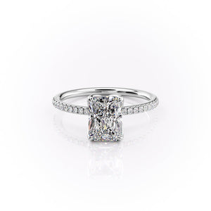 The Lisa Set  With A 5 Carat Radiant 18K White Gold Moissanite