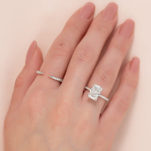 The Pave Lisa Set  With A 2.5 Carat Radiant 14K White Gold Moissanite