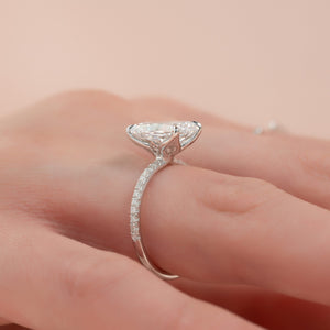 The Pave Lisa Set  With A 3 Carat Radiant 14K White Gold Moissanite