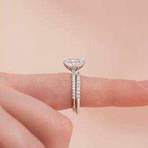 The Pave Lisa Set  With A 2.5 Carat Radiant 14K White Gold Moissanite