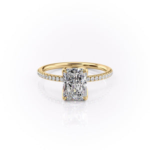 The Pave Lisa Set With A 1 Carat Radiant 18K Yellow Gold Lab Diamond