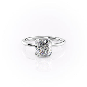 The Eliza Set With A 1.5 Carat Cushion 18K White Gold Lab Diamond