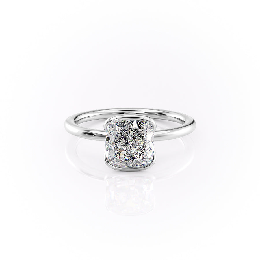 The Eliza Set With A 1 Carat Cushion 18K White Gold Lab Diamond