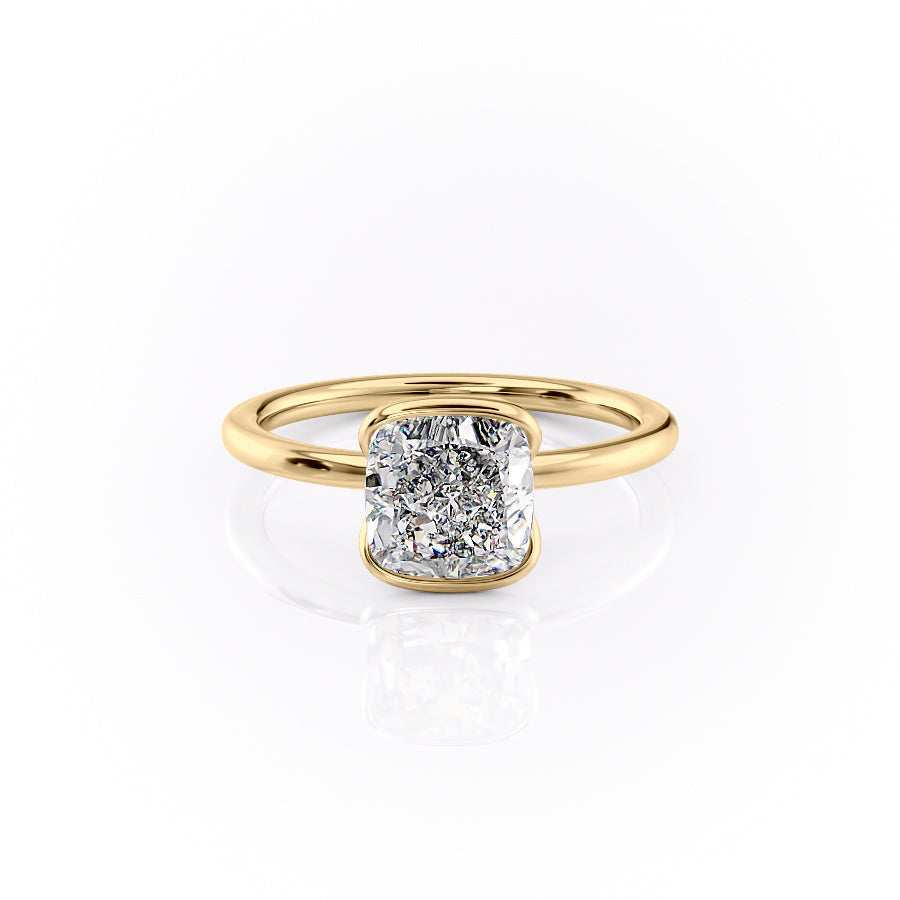 The Eliza Set With A 1.5 Carat Cushion 18K Yellow Gold Lab Diamond