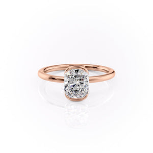 The Eliza Set With A 2 Carat E. Cushion 14K Rose Gold Lab Diamond