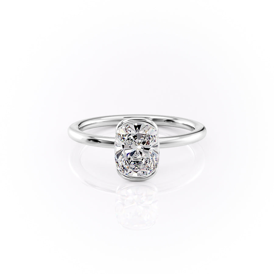 The Eliza Set With A 1.5 Carat E. Cushion 18K White Gold Lab Diamond