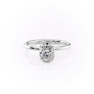 The Eliza Set With A 2.5 Carat E. Cushion 14K White Gold Lab Diamond