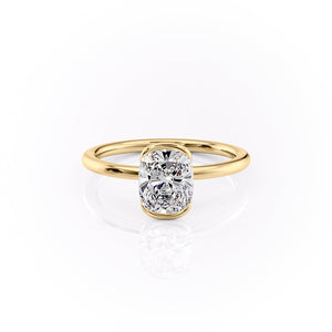 The Eliza Set With A 2.5 Carat E. Cushion 18K Yellow Gold Lab Diamond