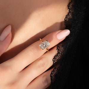 The Eliza Set With A 3 Carat E. Cushion 18K Yellow Gold Lab Diamond