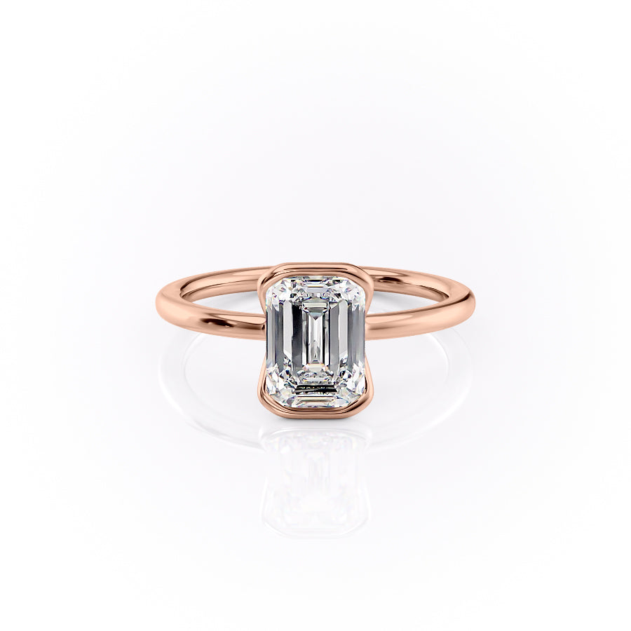 The Eliza Set With A 1 Carat Emerald 14K Rose Gold Lab Diamond