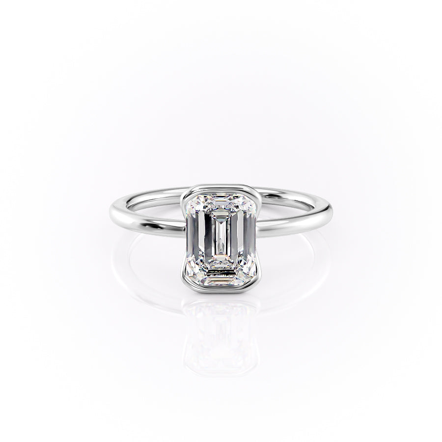 The Eliza Set With A 1.5 Carat Emerald 14K White Gold Lab Diamond