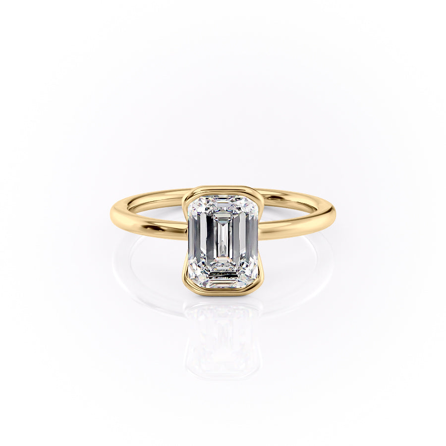 The Eliza Set With A 1.5 Carat Emerald 14K Yellow Gold Lab Diamond