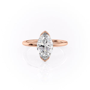 The Eliza Set With A 1 Carat Marquise 14K Rose Gold Lab Diamond