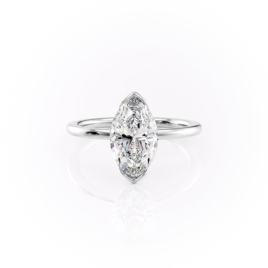 The Eliza Set With A 2.5 Carat Marquise 18K White Gold Lab Diamond