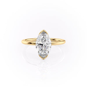 The Eliza Set With A 2 Carat Marquise 18K Yellow Gold Lab Diamond