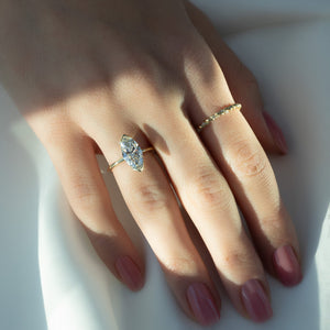 The Eliza Set With A 1.5 Carat Marquise 14K Yellow Gold Lab Diamond