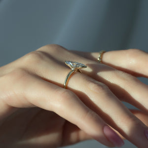 The Eliza Set With A 2 Carat Marquise 18K Yellow Gold Lab Diamond