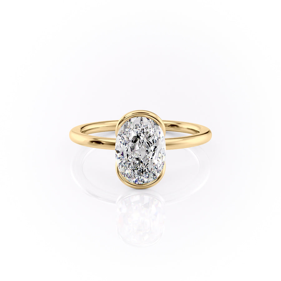 The Eliza Set With A 1.5 Carat Oval 14K Yellow Gold Lab Diamond