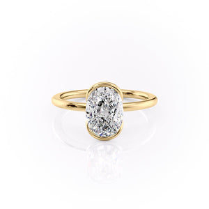 The Eliza Set With A 1.5 Carat Oval 14K Yellow Gold Lab Diamond