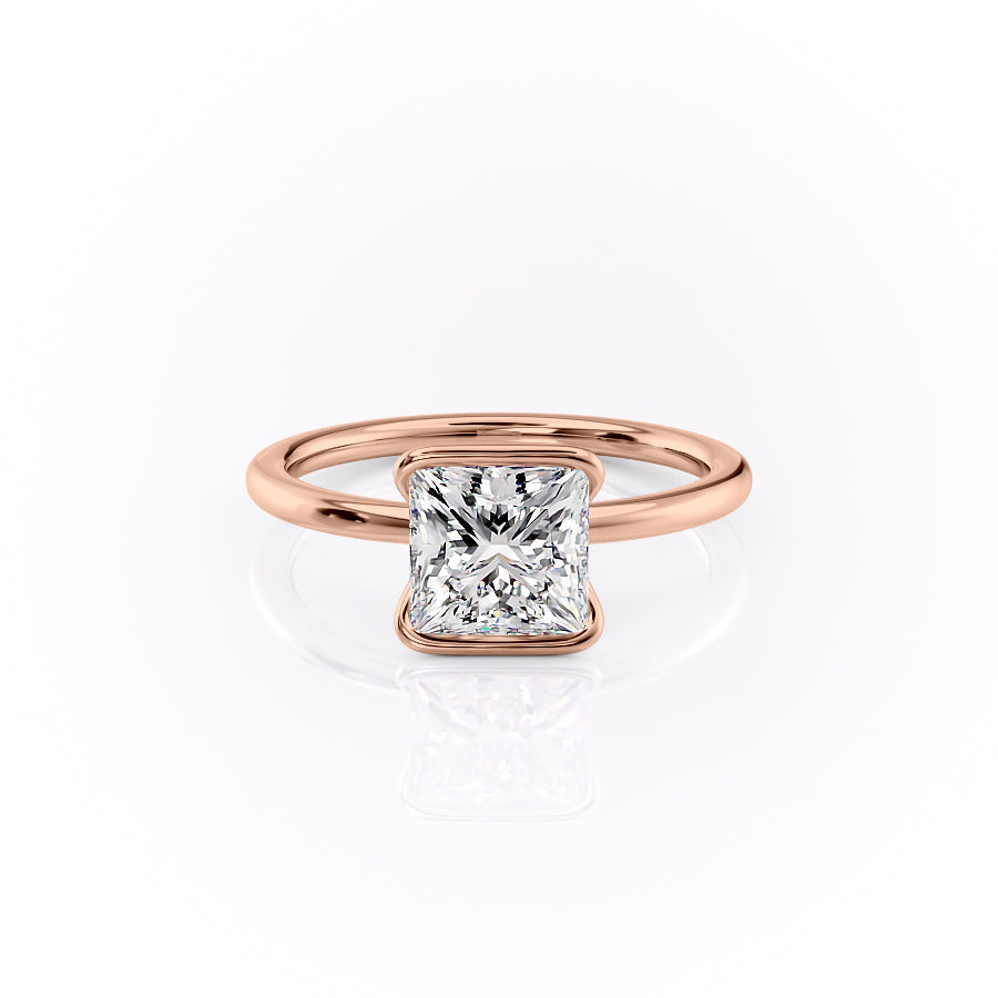 The Eliza Set With A 3 Carat Princess 14K Rose Gold Lab Diamond