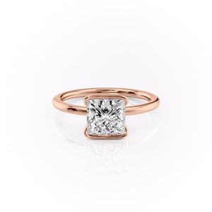 The Eliza Set With A 2 Carat Princess 14K Rose Gold Lab Diamond