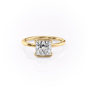 The Eliza Set With A 2.5 Carat Princess 18K Yellow Gold Lab Diamond
