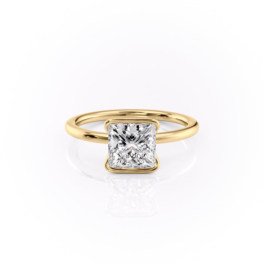 The Eliza Set With A 1 Carat Princess 14K Yellow Gold Lab Diamond