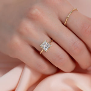 The Eliza Set With A 1 Carat Princess 18K Yellow Gold Lab Diamond