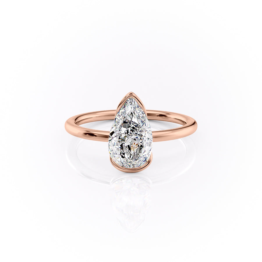 The Eliza Set With A 1 Carat Pear 14K Rose Gold Lab Diamond